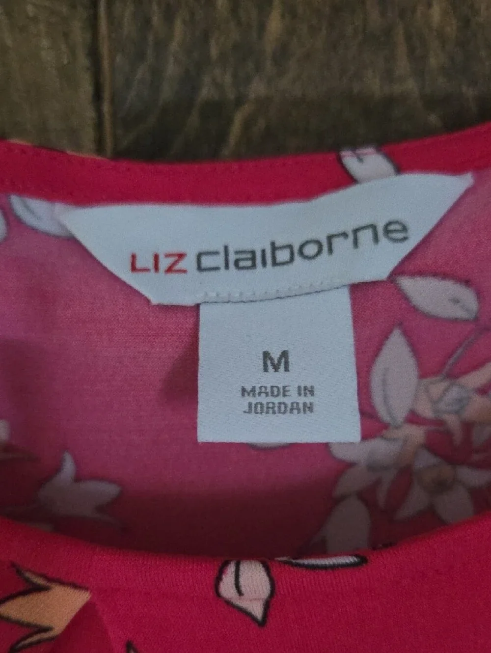 Liz Claiborne Dark Pink Floral Ruffle Sleeve Blouse - Picture 2 of 4